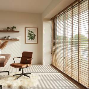 Holzjalousie im Arbeitszimmer
