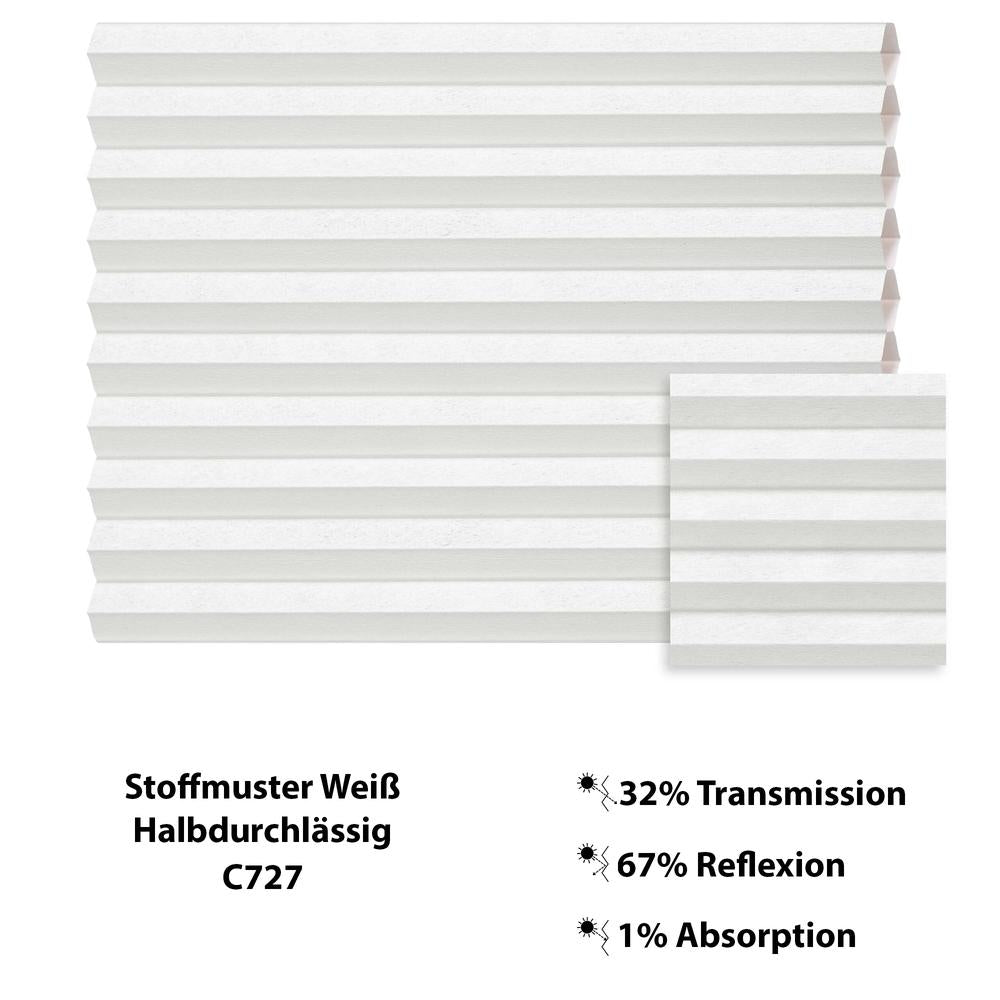 Maßgefertigtes Plissee in elegantem Weiß für moderne Fensterdekoration – perfekter Sicht- und Sonnenschutz